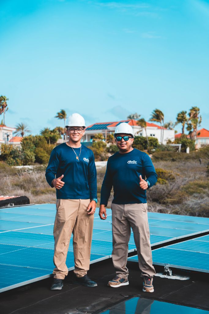 BES team on solar installation in Aruba